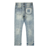 Bonsir Ripped Hole Distressed Black Blue Washed Men's Jeans Straight Casual Baggy Pockets Pencil Pants Streetwear Loose Denim Trousers