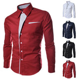 BONSIR  -  Mens Casual Slim Shirts Long Sleeve Button Down Business Formal Dress Shirt Tops Fashion Blouse Luxury Social Shirts For Men