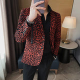 Bonsir Fall New Mens Blazers Casual Suit Jacket Classic Mens Leopard Print Blazer Fashion Sexy Wedding Blazer Tuxedo Masculino