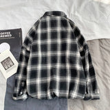 BONSIR  -  Fashion Harajuku Plaid Shirts for Men Autumn Winter High Quality Casual Flannel Men Retro Long Sleeves Shirt Streetwear Blouses
