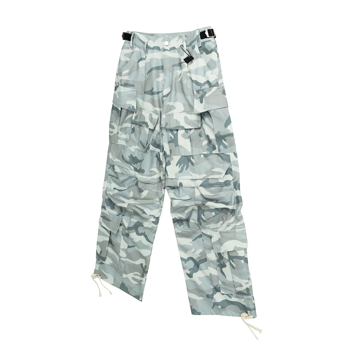 Bonsir High Street Multi-pockets Camouflage Cargo Pants for Men and Women Straight Patchwork Baggy Overalls Oversized Loose Jeans Pants