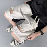 Bonsir Mens Contrast Color Ripped Patchwork Shorts Daily Casual Versatile Breathable Comfortable Workwear Shorts Men's Clothing