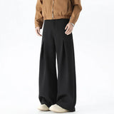BONSIR  - Beige Suit Pants Men Oversized Fashion Society Mens Black Dress Pants Korean Loose Wide Leg Pants Mens Office Formal Trousers