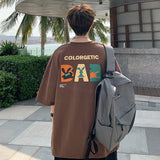 BONSIR  -  Summer High Street Cotton Oversized T Shirt Men Loose T Shirts for Mens Casual Tops Tees Clothes Streetwear Short Sleeve Tees