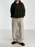 BONSIR  -  Autumn Winter Men's Cotton Wide Leg Floor Suit Pants Korean Casual Loose Straight  Thicken Full Length Trousers Male Keep Warm