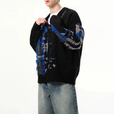 Bonsir Mens Sweater Stitching Contrast Color Tassel Casual Knit Sweater Autumn Fashion Streetwear Campus Long Sleeve Top Men'S Clothing