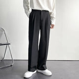 BONSIR  -  New Men Straight Pants Fashion Korean Loose Suit Trousers Casual Draped Baggy White Wide Pant Male Streetwear