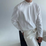 BONSIR  -  American Street Half Turtleneck Long-Sleeved T-Shirt Men 2025 Spring Autumn New Fashion High-End Structure Warm Bottoming Shirt
