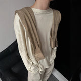 BONSIR  -  Autumn Laid-back Style Draping Men's T-shirt Luxury Korean Popular O Neck Long Sleeve Tees Leisure Loose Lightweight Basic Shirt