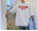 BONSIR  -  American Retro Letter Printed Pullovers Summer High Street O-Neck Men's Clothing Youthful Vitality Short Sleeve Basic T-shirts