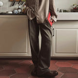 BONSIR  -  Autumn New Fashion American Men's Grey Green Casual Trendy Straight Wide Leg Loose Denim Trousers Male Korean Style Jean Pants