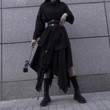 Bonsir Y2k Streamer Irregular Skirt Pants Gothic Dark Style Hakama Genderless Japanese Streetwear Casual Wide-Leg Samurai Pants Unisex