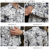 BONSIR  -  Spring Men's Floral Pattern Shirt Elegant Handsome Long Sleeved Mens Shirts 3D Flower Print Slim Fit Man Dress Shirt Streetwear