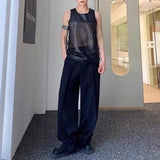 Bonsir Mens Vest Stitching Mesh Sexy Jogging Tank Tops Summer Y2k Gym Sports Streetwear Casual Beach Sleeveless Tops Menswear