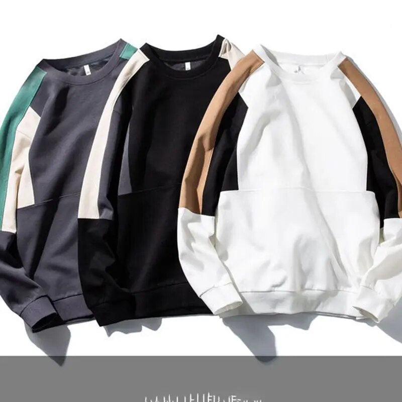 Bonsir Autumn Winter Sweatshirt Trendy Round Neck Bottoming Loose Long-sleeved Pullover Men Streetwear