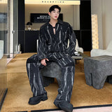 Bonsir Men Clothing Tie-dye Denim Sets Loose Causal 2024 Autumn Vintage Washed Jean Suit Korean Fashion Two Pieces Sets