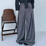 BONSIR  -  Mens Trousers Belted Pleated Casual Pants Streetwear Fashion Niche Summer Youth Campus Wide Leg Pants Men'S Clothing 2025 New