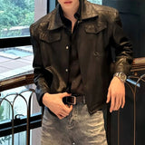 Bonsir Mens Pu Leather Motorcycle Grunge Slim Casual Pu Jacket Spring Streetwear Youth Campus Jacket Old Money Men'S Clothing New