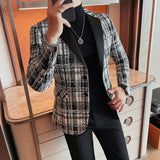 Bonsir British Style Plaid Suit Jackets Men High Quality Luxury Slim Fit Business Blazers Coat Homme Formal Social Prom Tuxedo 4XL-M