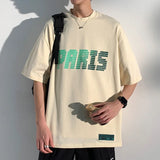 BONSIR  -  Oversized Paris Letter Print T Shirt Men Hip Hop Punk Rock Gothic Tshirt Streetwear Tee Tops Summer Harajuku Casual T-Shirt