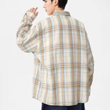 BONSIR  -  American Men's Spring and Autumn Plaid Shirts, Handsome and High-End Long-Sleeved Shirts, Trendy and Versatile Loose Tops