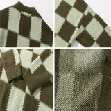 BONSIR  -  Spring Autumn Men's Plaid O-Neck Sweaters Casual Men Cashmere Warm Knitted Pullover Men Classic Loose Knitwear Sweaters Clothing