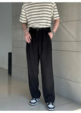 BONSIR  -  New Fashion Four Seasons Men's High Quality Suits Pants Korean Style Loose Straight  Leg Grey Trousers Male Trendy Streetwear