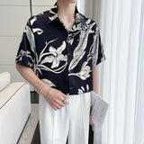 Bonsir Fashion Flower Shirts Men Short Sleeve Loose Casual Shirts High Quality Non Ironing Social Party Streetwear Men Clothing