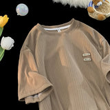 BONSIR  -  Solid Color Simple Versatile Men T-shirt Loose Breathable Summer Basic Male Short Sleeved T-shirt Round Neck Casual Top