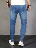 BONSIR  -  Men'S Casual Skinny Fit Jeans, Men'S Versatile Street Style Denim Pants For All Seasons