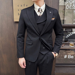 Bonsir (Jackets+Pants+Vest) High Quality Men Slim Fit Party Tuxedos 3 Pieces Fashion Double Breasted Vest Design Wedding Social Suit