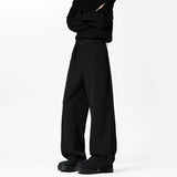 BONSIR  - Grey Belt Suit Pants Men Fashion Society Mens Black Dress Pants Korean Loose Wide Leg Pants Mens Office Formal Trousers M-3XL