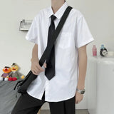 BONSIR  -  Summer Thin Short-sleeved Men's Collegiate Japanese Style Loose Shirt