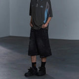 BONSIR  -  Mens Deconstructed Raw Edge Washed Jeans Streetwear Fashion Versatile Youth Campus Daily Casual Shorts Men'S Clothing 2025 New