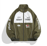 BONSIR  -  Autumn Men's Casual Sports Bomber Jacket Streetwear Racing Suit Zipper Stand Collar Motorcycle Jacket Men Letter Print Wear Coat