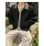 BONSIR  -  Fall Short-Length Bomber | American Retro Shacket W/ PU-Leather Collar - Relaxed Plus Sizing M-5XL
