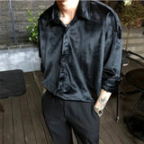 Bonsir Velvet Red Clothes For Mens Burgundy Velour Shirts Vintage Elegant Plush Blouse Black Party Blusa Masculina