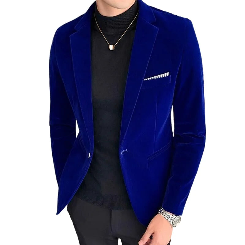 Bonsir Plus Size 5XL-M Men Velvet Blazers Jackets Autumn Fashion Business Casual Blazer Formal Groom Wedding Slim Fit Dress Coat