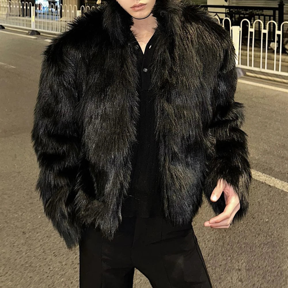 Bonsir New Fashion Trend Solid Color Versatile Autumn And Winter Imitation Fur Coat Men'S Street Thick Warm Wool Coat Mens Clothing