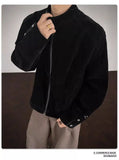 BONSIR  -  Coffee autumn velvet stand collar jacket men's American retro work jacket loose casual  top trendy