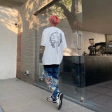Bonsir Y2K Streetwear Baggy Ripped Stacked Jeans Pants Men Straight Kanye Old Hip Hop Denim Trousers