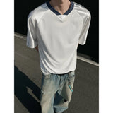 BONSIR  - Summer Short Sleeved T-shirt Men Oversized Fashion V-neck T Shirt Men Streetwear Korean Loose Pullover T Shirt Mens Top M-3XL