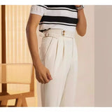BONSIR  -  Korean Style Versatile Casual Trousers For Men Straight Leg Loose Fit Trendy Western Style Clothes Suit Pants