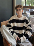 Bonsir Striped Sweaters Men Autumn Contrast Color Windproof Daily Chic Vitality College Hip Hop Fashion Simple Knitting Hong Kong Style