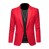 BONSIR  -  New Men's Slim Fit Blazer Big Size Wedding Suit Jacket Business Casual Single Breasted Office Sport Formal Lounge Suit Jacket