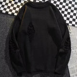 BONSIR  -  Y2k Destructive Sweater Men's Heavy Broken Winter Couples Hip Hop Hollow Laceration Sweater Men Knit High Street Pullover Jumper