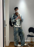 BONSIR  -  New spring and autumn design sense old denim jacket men's Korean version high-quality contrasting color casual collar