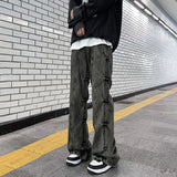 Bonsir Men'S Clothing Casual Jeans 2024 American Retro High Street Pants Men'S Niche Design Pleated Flared Wide-Leg Pants Y2k Jeans