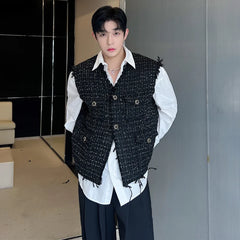 Bonsir Korean Style Coarse Tweed Vest Coat Trend Men Knit Burrs Casual Tank Tops Fashion Male Versatile Elgance Clothing 582acb