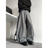 BONSIR  -  Grey Black Suit Pants Men Fashion Society Mens Dress Pants Korean Loose Casual Wide Leg Pants Mens Office Formal Trousers